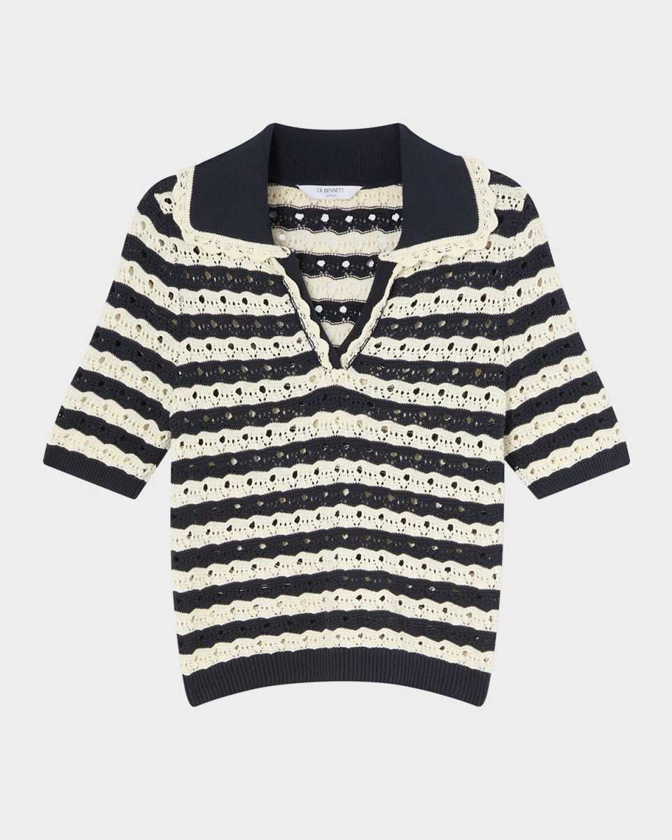 Fiona Striped Open-Knit Top
